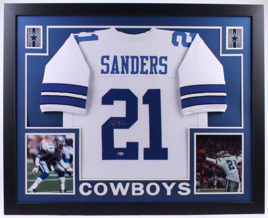 Deion Sanders Signed Cowboys 35x43 Custom Framed Jersey (Beckett COA) 7441