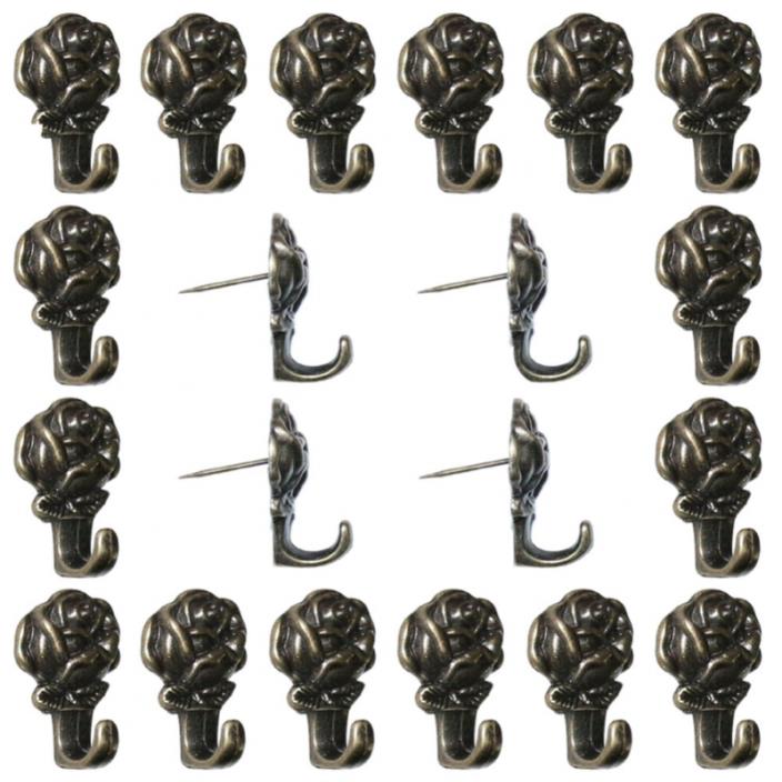 20Pk Push Pin Hangers Wall Hooks Bronze Decorative Picture Frame Hanger Holder