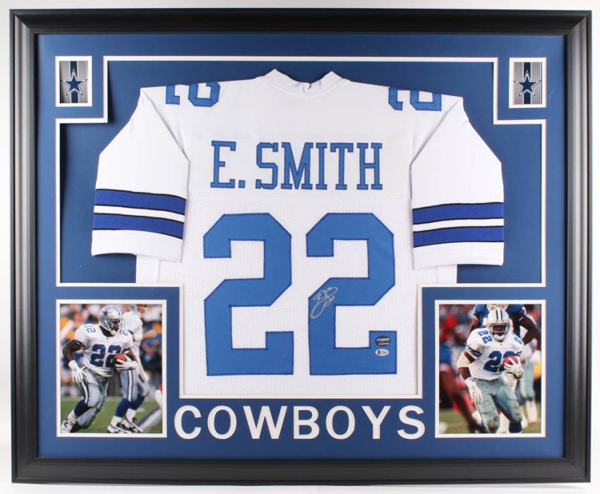 EMMITT SMITH Signed 35x43 Custom Framed Jersey (BECKETT COA) 5126