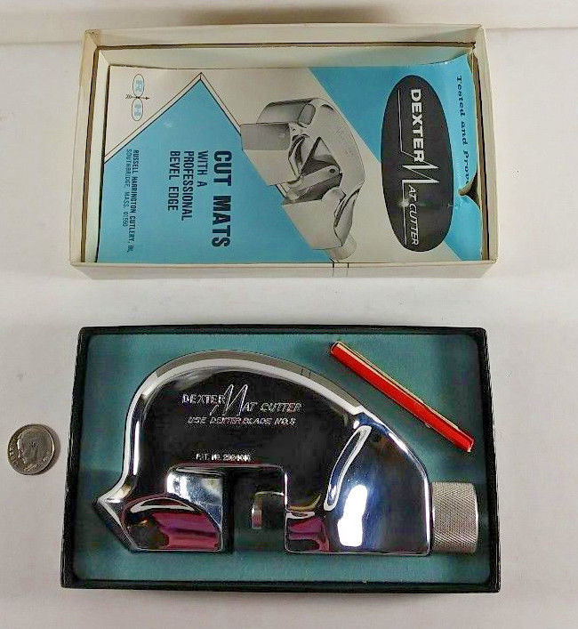 NEW IN BOX Vintage Dexter Bevel Edge Mat Cutter Chrome Original Box, 3 Blades
