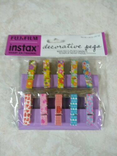 BRAND NEW Fujifilm instax Decorative Pegs (10-Pack) Spring Loaded Clothespins