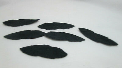 NOS The Leather Factory 6 Black Suede Feather Shapes