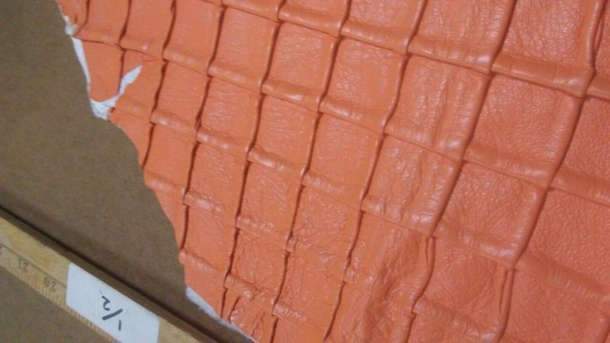 Italian leather lamb skin hide Orange Quilted Design 18'' x 10'' inch (S)