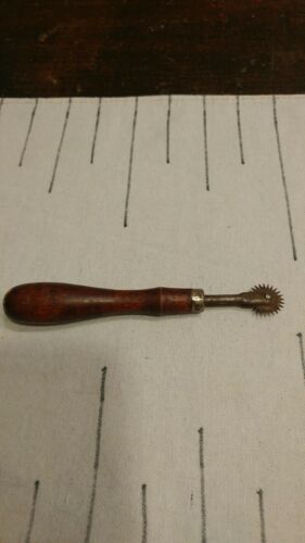 Antique Wheel Leather Stitching Marker With Old Wood Handle Tool . 6 1/2”