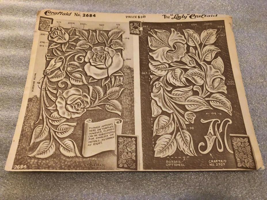 VTG Craftaid Leather Craft Book Cover Template Pattern No. 2684 Flowers