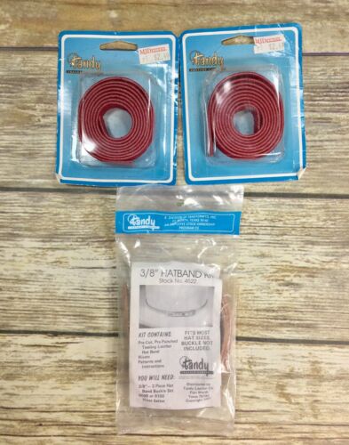 VTG Tandy Leather Collection Crafts Red Contro Strips 3/8 hatband strip kit NOS