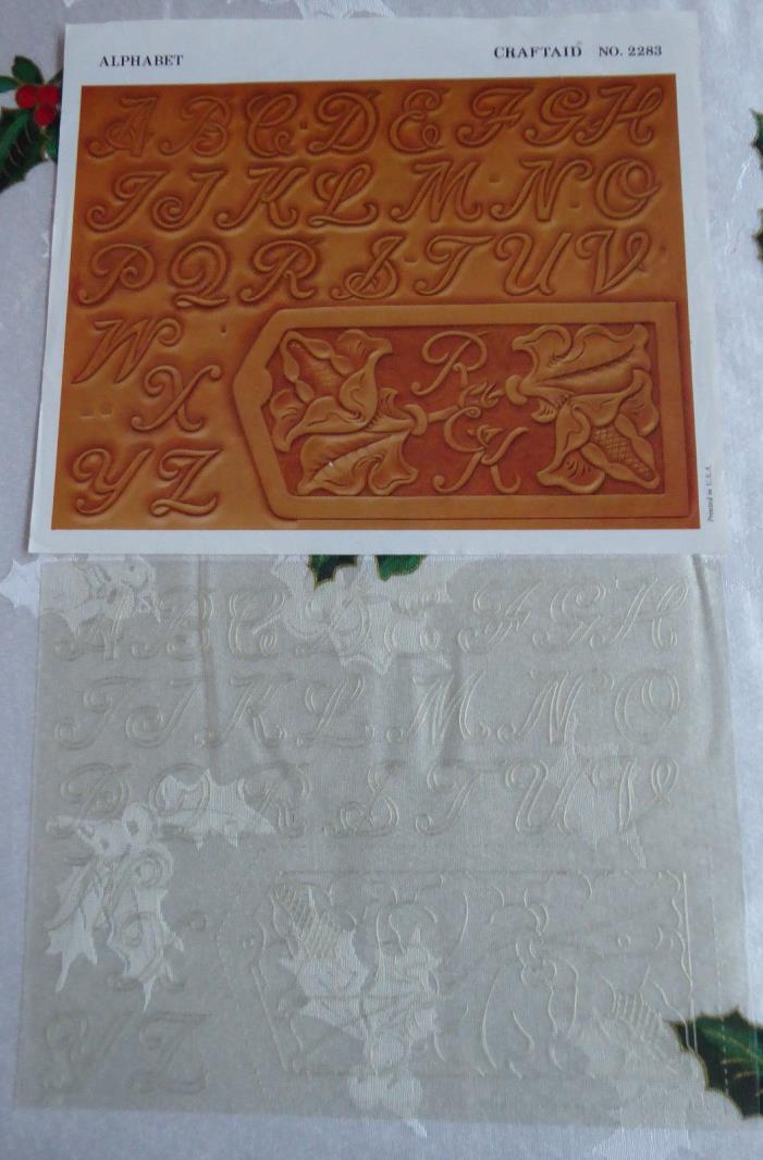 VINTAGE 1953 CRAFTAID LEATHER ALPHABET TEMPLATE NO. 2283 WITH INSTRUCTIONS