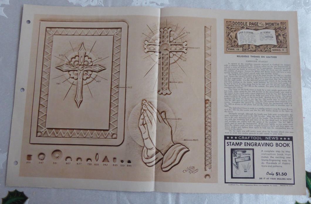 VTG TANDY LEATHER TOOLS DOODLE PAGE OF THE MONTH DISCONTINUED SERIES 9 PAGE 12