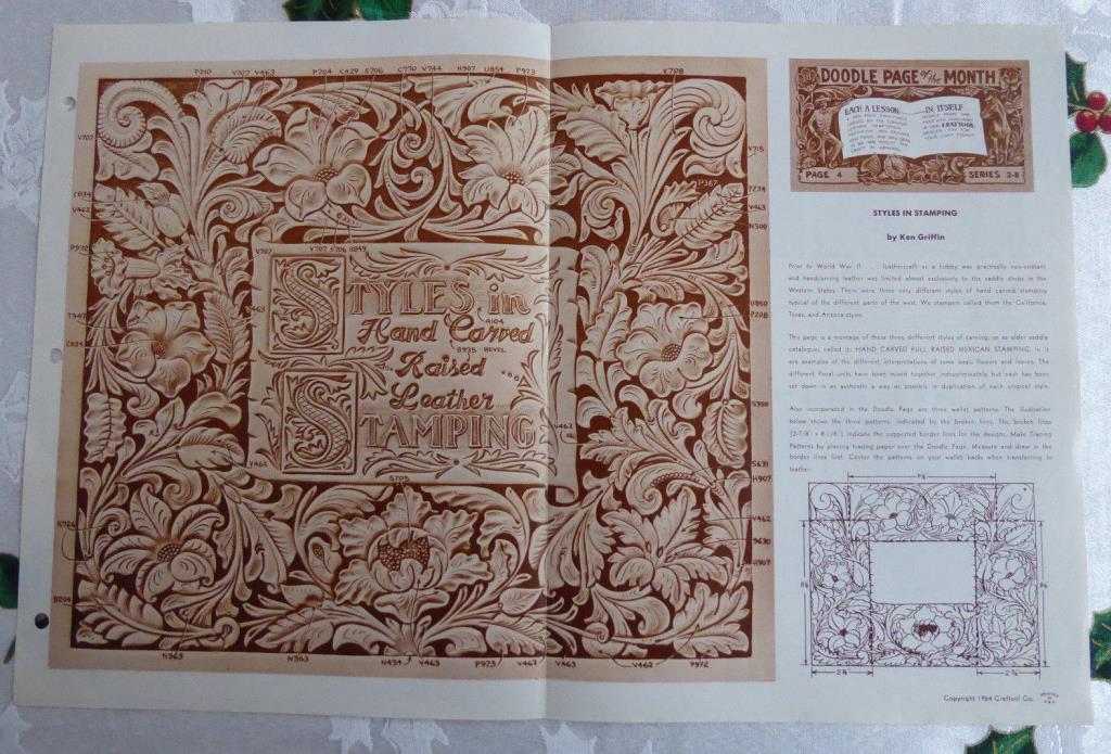 VTG TANDY LEATHER TOOLS DOODLE PAGE OF THE MONTH DISCONTINUED SERIES 2B PAGE 4