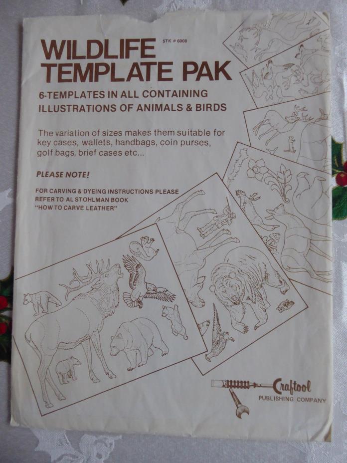 VINTAGE CRAFTOOL WILDLIFE TEMPLATE PAK STK #6008 -6 TEMPLATES OF ANIMALS & BIRDS