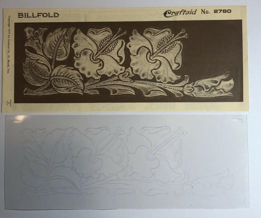 VTG Craftaid Leather Craft Wallet Billfold Pattern No. 2780 Flower & Leaves