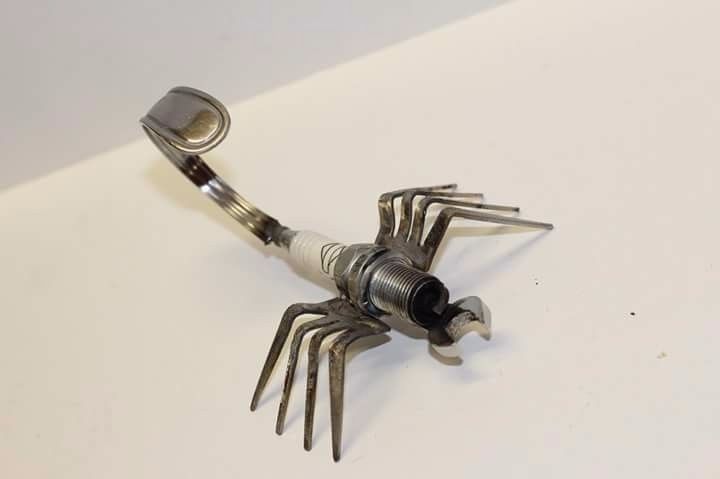 Spark plug scorpion weld art