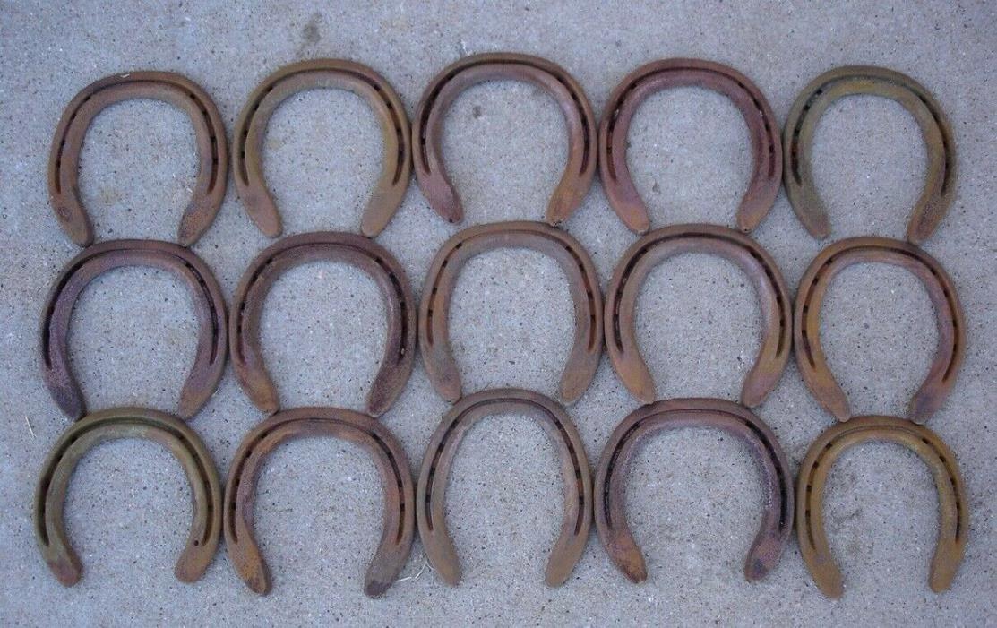 15 used rusty horseshoes mostly clean no nails variety of shapes & sizes #021