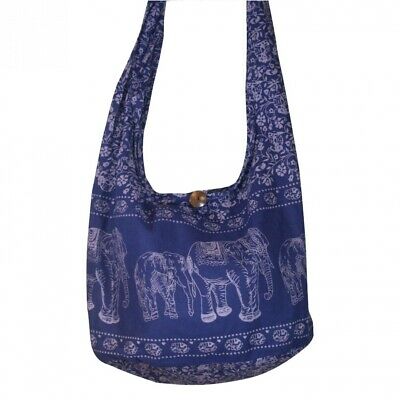 Hippie Elephant Sling Crossbody Bag Shoulder Bag Purse Thai Top Zip Handmade