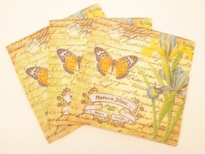 Decoupage Paper Napkins Art Projects Butterfly Postage Writing 3 Single Cocktail