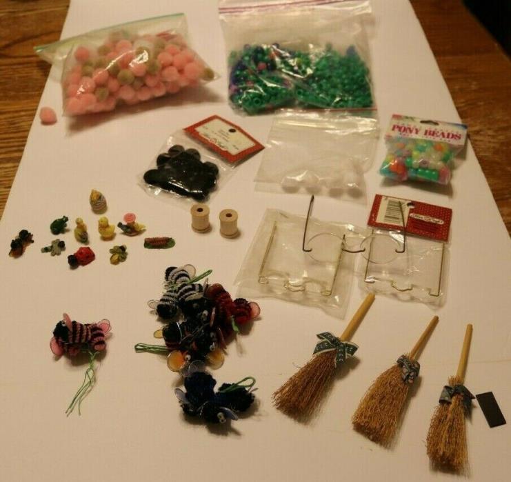 Lot of craft supplies Doll Glasses mini insects Mini pompoms Mini brooms Bees
