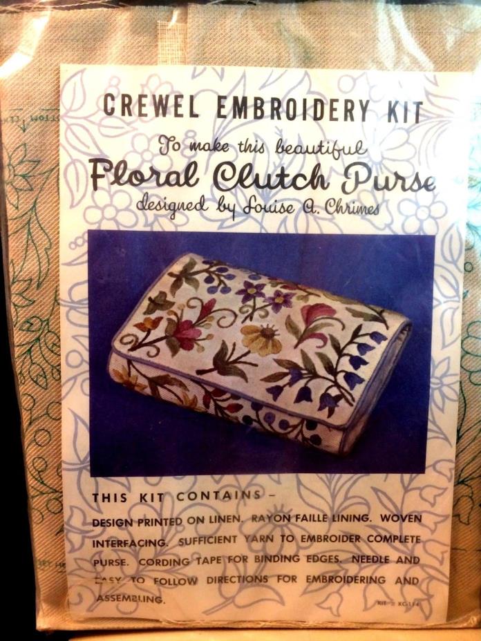 Floral Clutch Purse Crewel Embroidery Kit Designed by Loiuse Chrimes KC-114 NOS