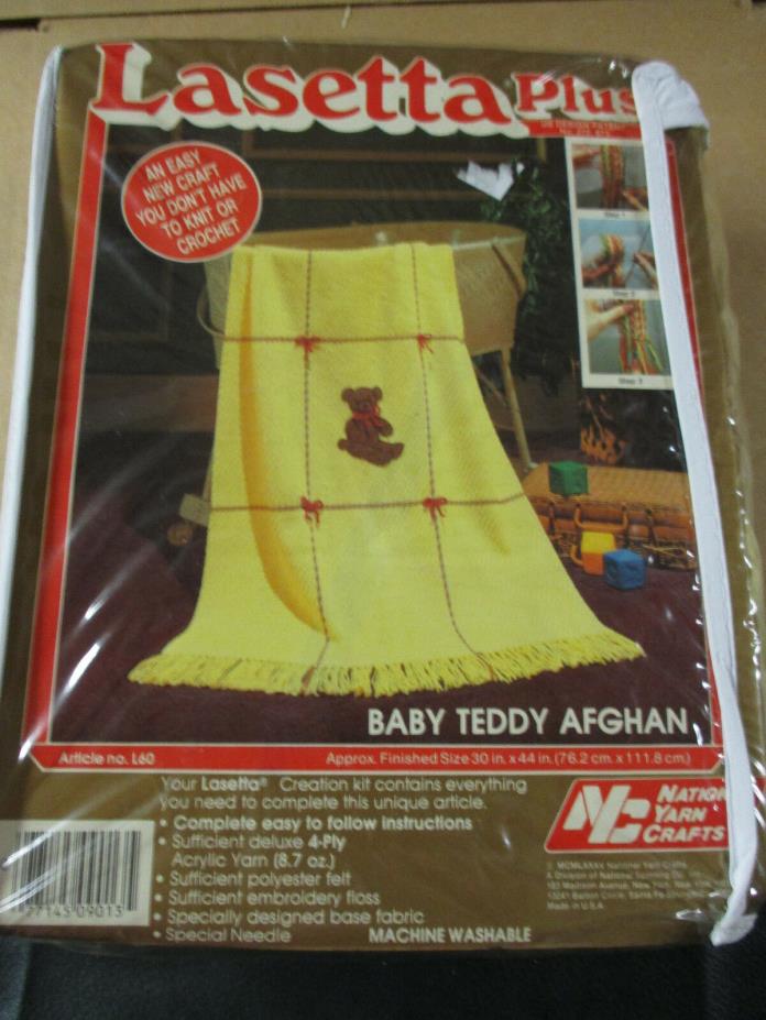 Lasetta Yellow Baby Teddy Afghan Kit Yarn Craft NIP