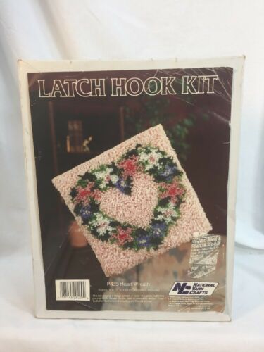 National Yarn Crafts LATCH HOOK KIT Flower Heart Wreath P435 12