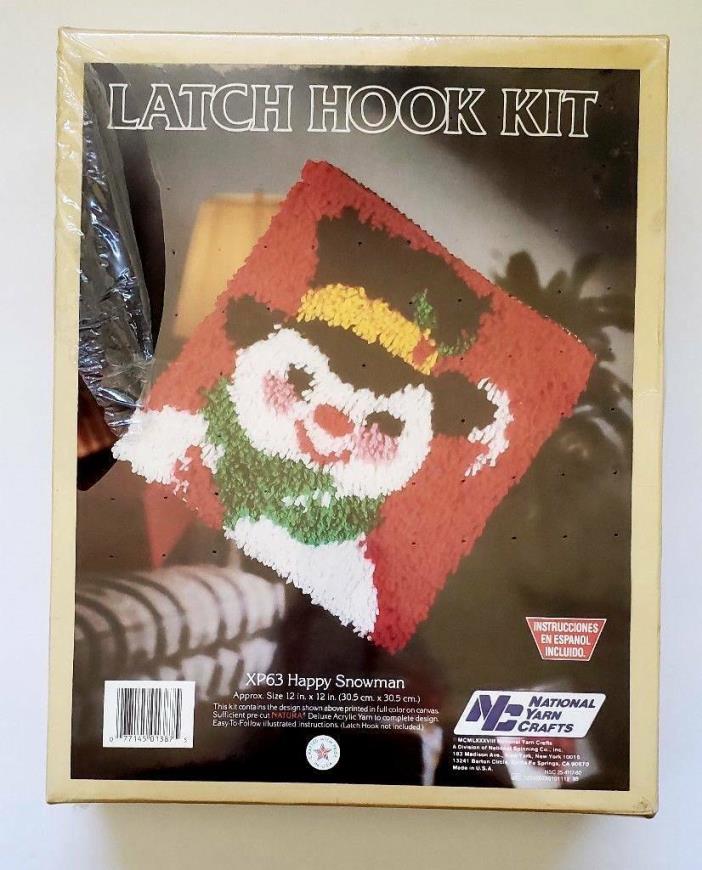 National Yarn Crafts Christmas Latch Hook Kit Happy Snowman XP63 Frosty NEW