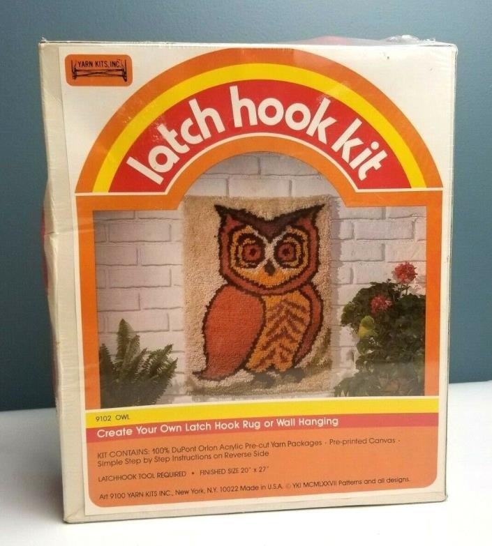 Yarn Kits INC Latch Hook Kit Owl Rug or wall 20 x 27 Complete Sealed