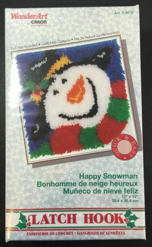 WONDERART Caron Latch Hook Kit 4679 HAPPY SNOWMAN LATCH HOOK KIT NIB 12'x12