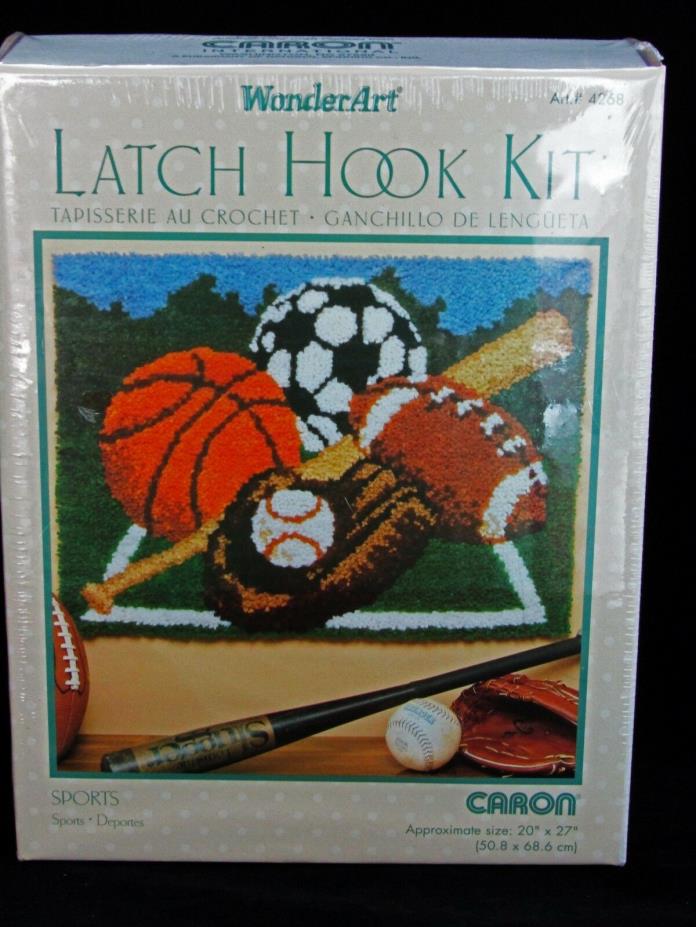 WonderArt Latch Hook Kit Caron Sports #4268 New & Sealed- Ball Sports