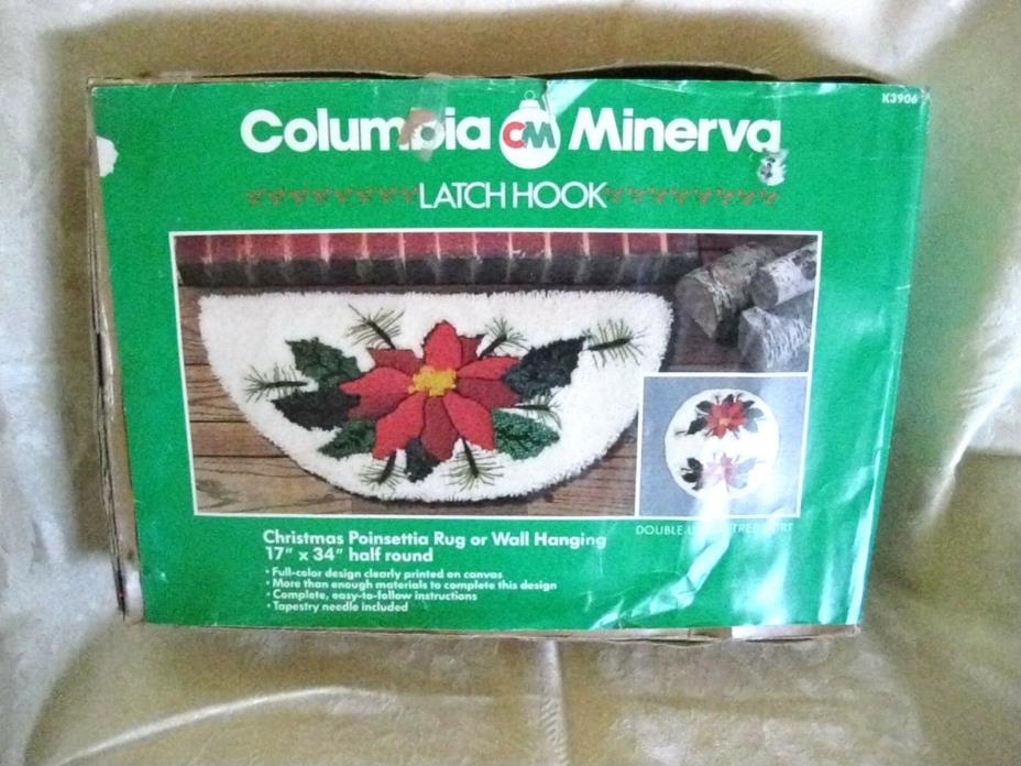Columbia Minerva  Poinsettia Half Round Xmas Latch Hook Rug Yarn Craft, Gift #ER