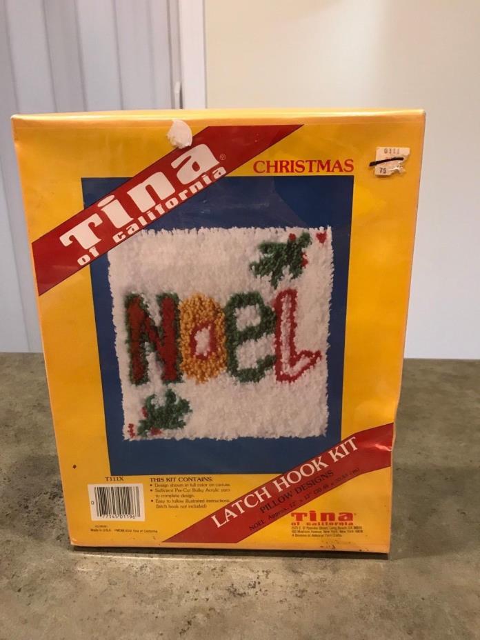 Vintage Tina of California Christmas Noel Latch Hook Kit Pillow Designs