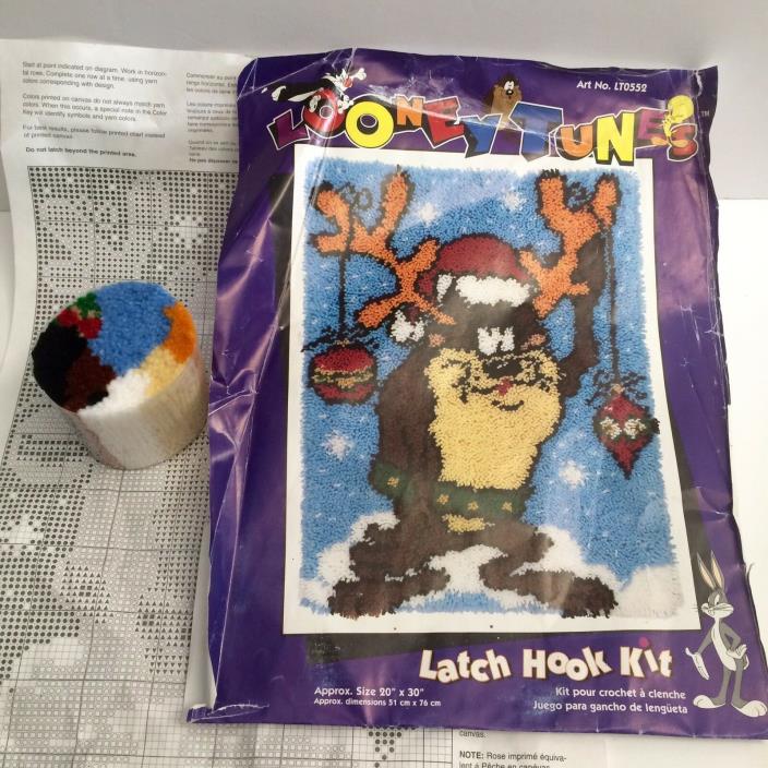 Precut Latch Hook Yarn Caron Acrylic Christmas Looney Tunes Taz LT0552 NO CANVAS