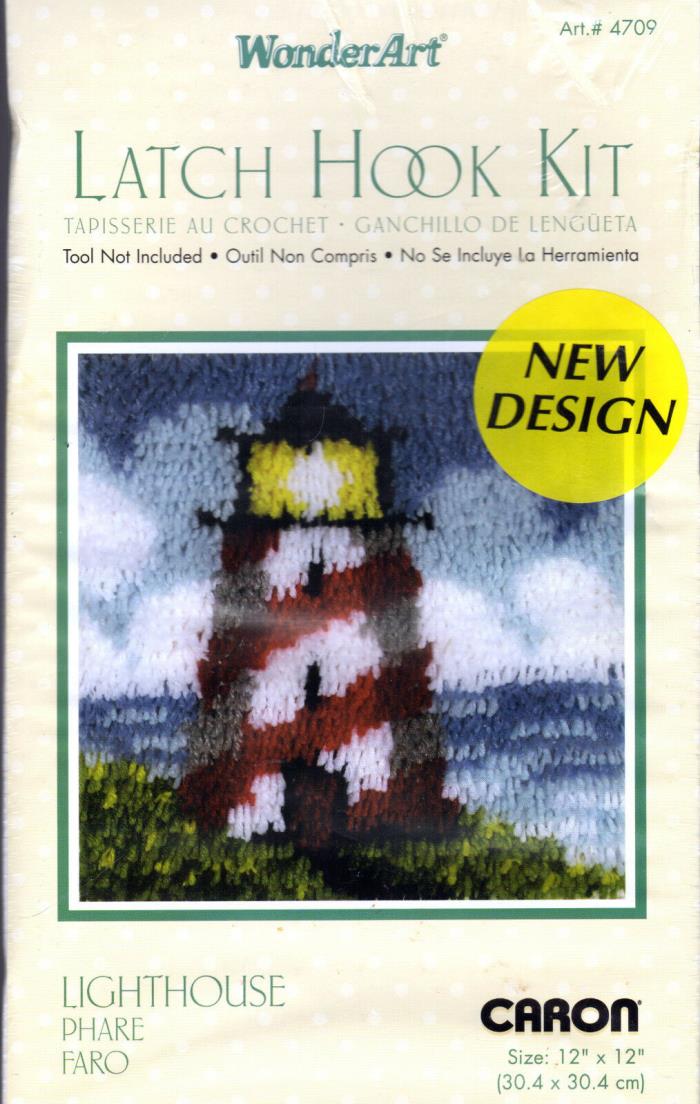 Caron WonderArt NEW 12x12 Latch Hook Kit 4709 Ocean scene LIGHTHOUSE