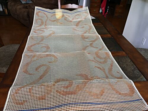 Shillcraft Vintage Tai-Fong Latch Hook Rug Kit with yarn 53” X 27” Blue & Gold