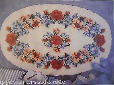 Rose Floral Spring Bouquet Latch Hook Rug / Wall Hanging Kit 34X50 Oval Flowers