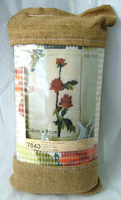 LATCH HOOK Vintage Aronelle Kit Wall Hanging In Burlap Sack RED ROSE sealed