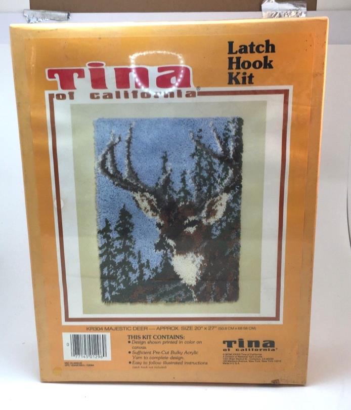 Vintage National Yarn Crafts Latch Rug Hook Kit  20 x 27 Majestic Deer NOS 1983