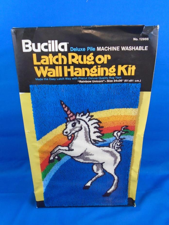 RARE Bucilla 12986 Rainbow Unicorn Latch Rug / Wall Hanging Kit 24