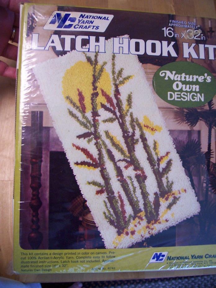 Vintage National Yarn Crafts Latch Hook Kit~Nature's Own Design~Wild Flowers Sun