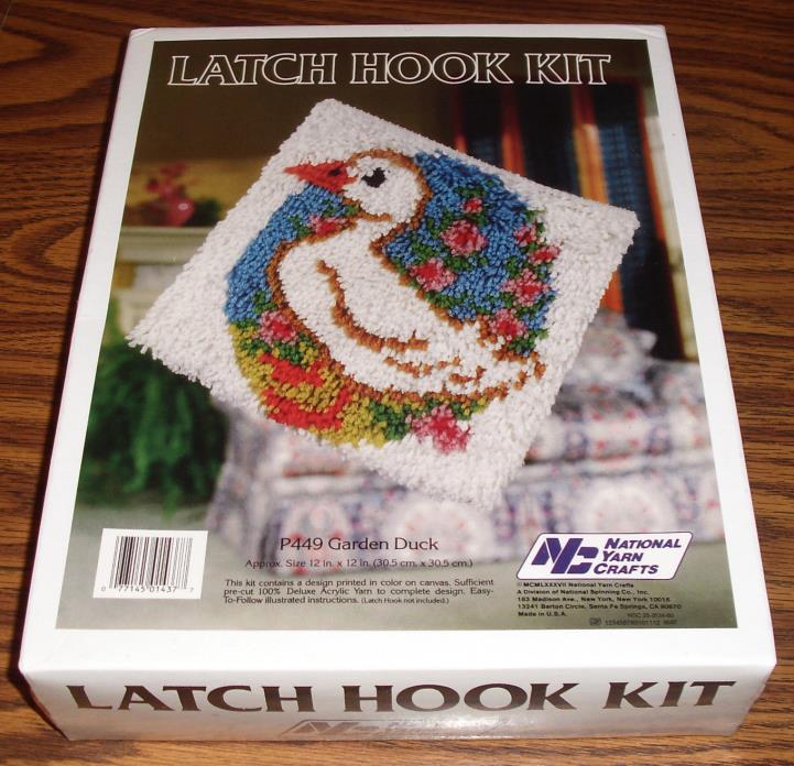 Latch Hook Kit P449 Garden Duck New Sealed 1987 National Yarn Crafts 12 x 12