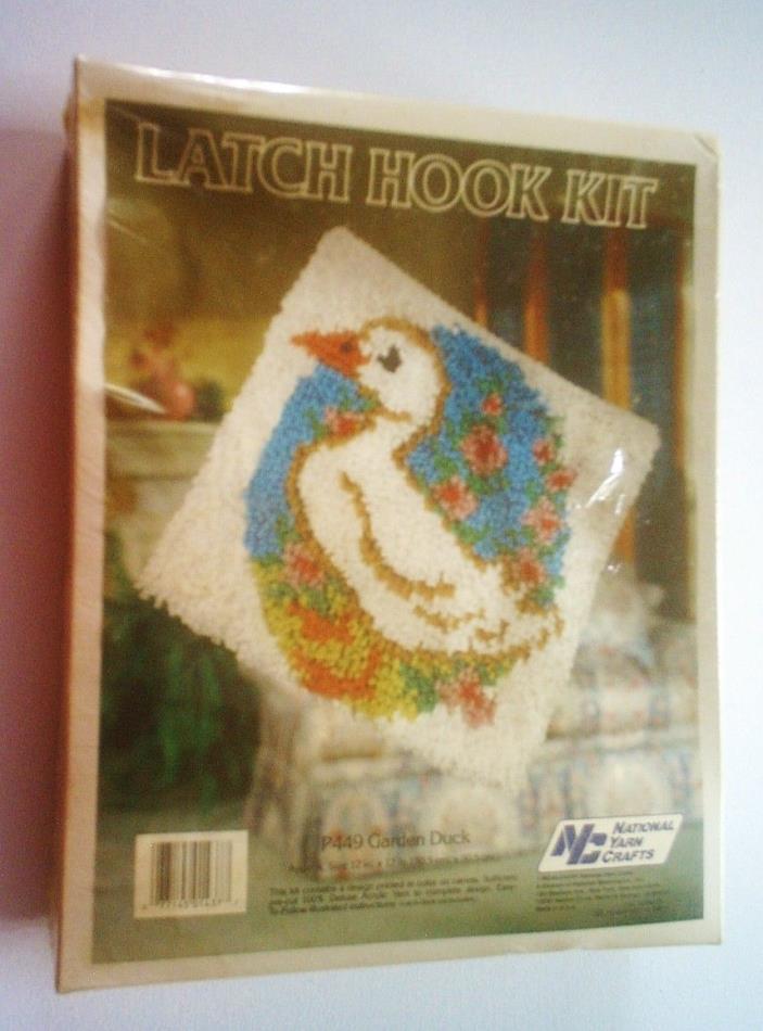 2 new vintage Latch Hook Rugmaking kits-Garden Duck-Everything Roses-craft-hobby