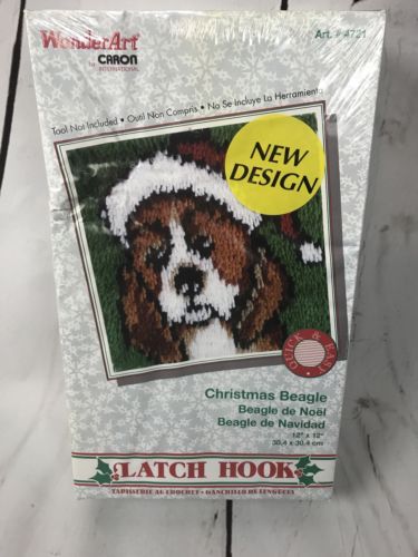 Christmas Holiday Beagle Dog Caron Latch Hook 12 X 12 Art # 4721