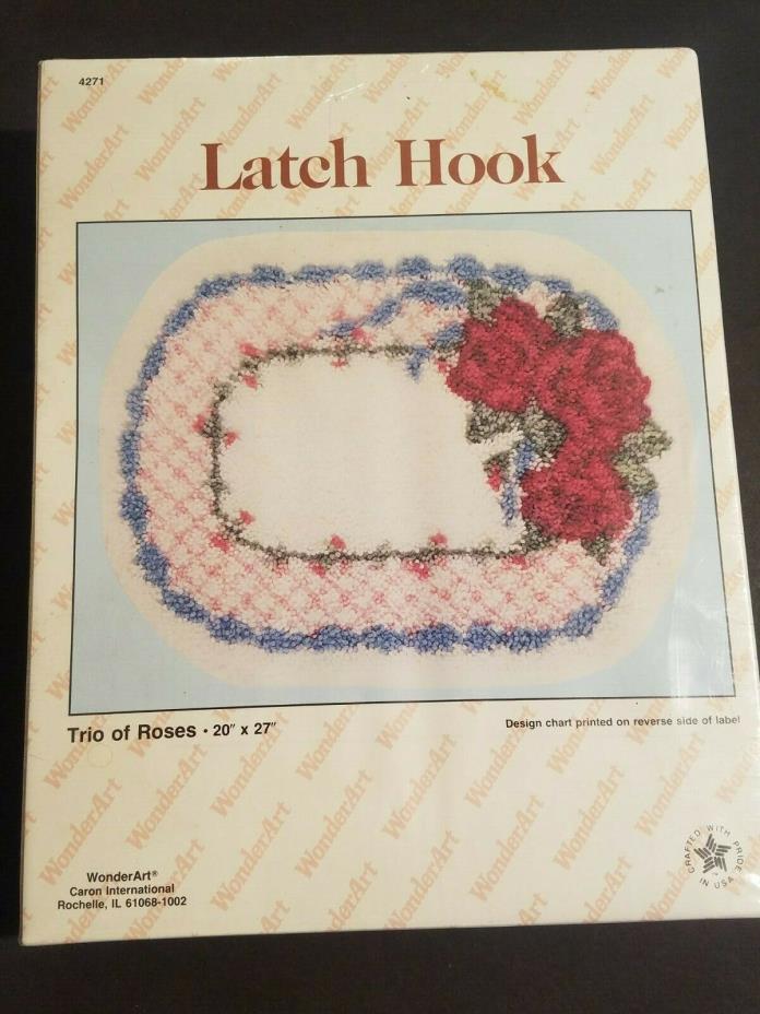NEW SEALED ''Trio of Roses'' Latch Hook Rug Kit By Wonder/Art By Caron 20