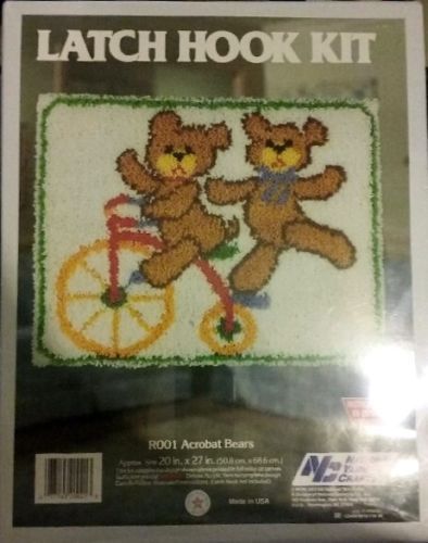 National Yard Crafts Latch Hook Design Kit Acrobat Bears on Tricycle R001