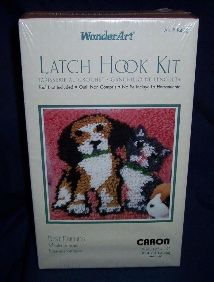 New Caron Wonder Art Best Friends Dog Puppy Cat Kitten Latch Hook Kit Art #P492