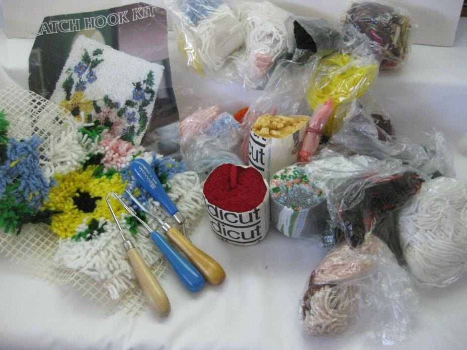 Latch Hook Lot Unfinished Project Yarn Pattern Tools