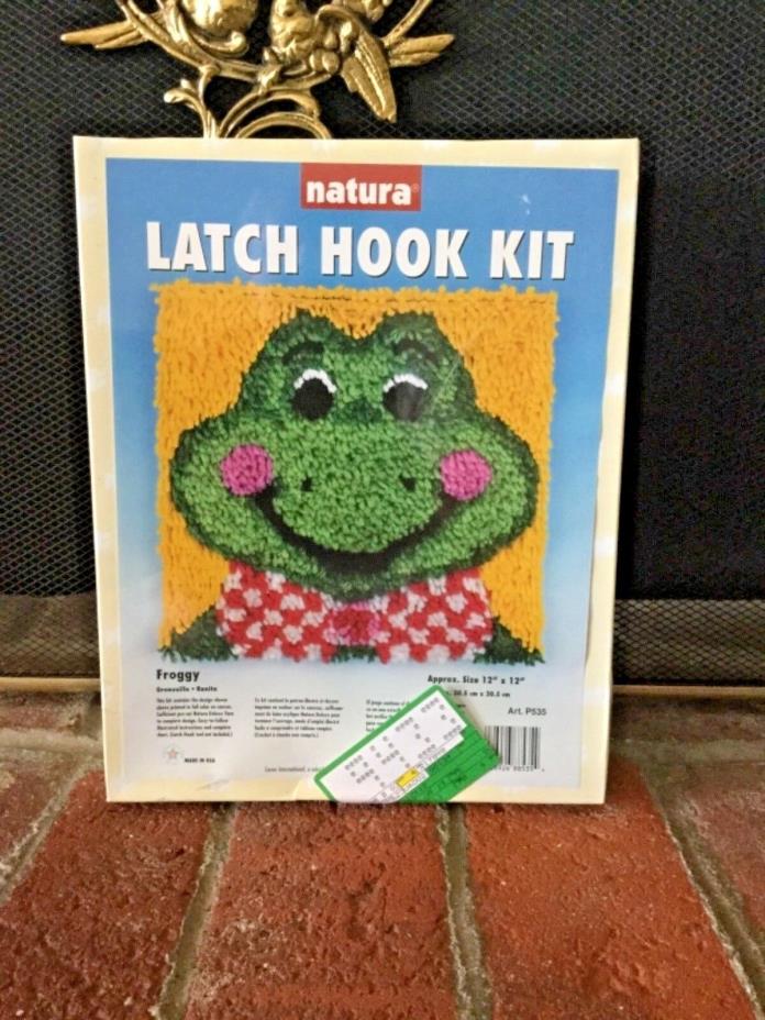 Vtg New Sealed National Yarn Crafts Latch Hook Rug Kit Frog In Bow Tie Froggy