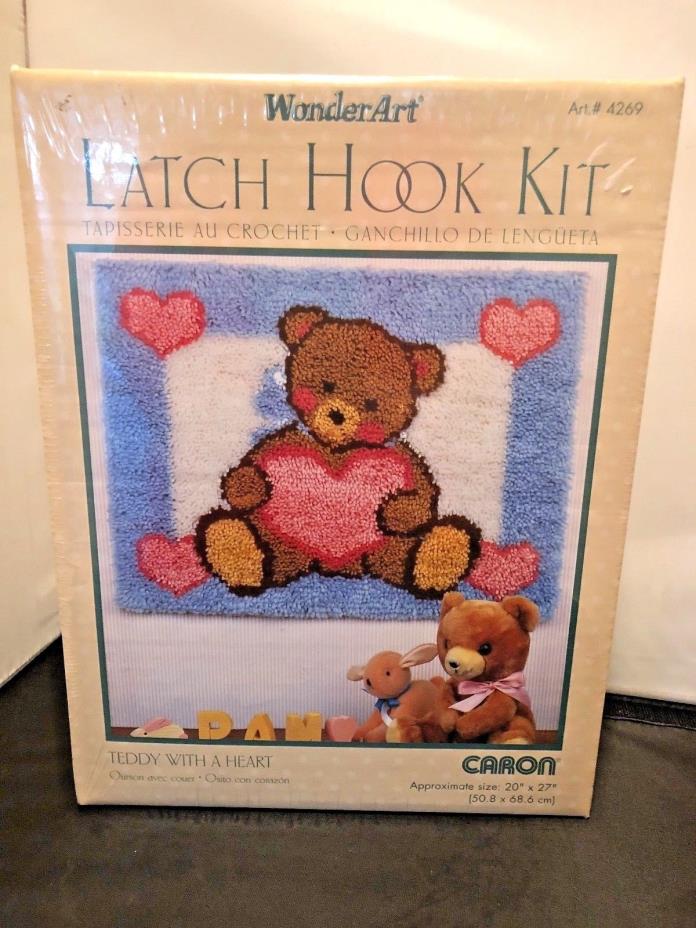TEDDY WITH A HEART Latch Hook Rug Kit by Caron 20