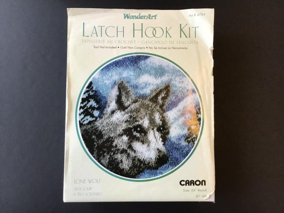 Wolf Latch Hook Kit Caron Wonderart Round 24”