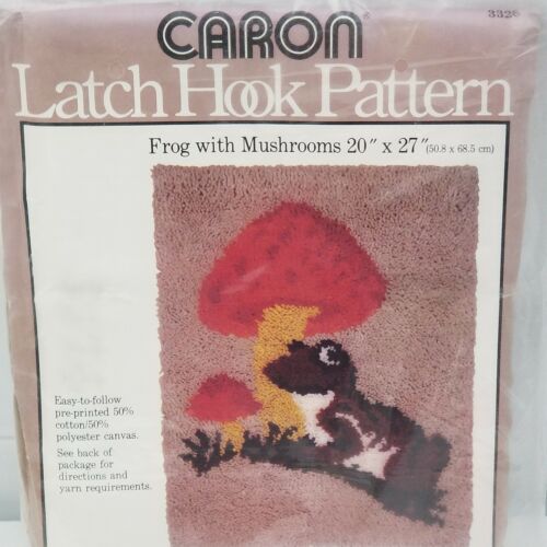 Vintage Caron Latch Hook Pattern (Only) Frog w/ Mushroom 20