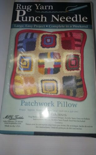 MCG Textiles Rug Yarn Punch Needle Kit Patchwork Pillow NEW