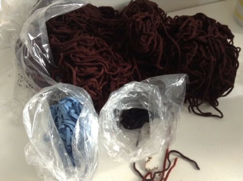 Primitive Rug Hooking Wool Large lot of Cut chocolate Brown strips 1/8 by 20
